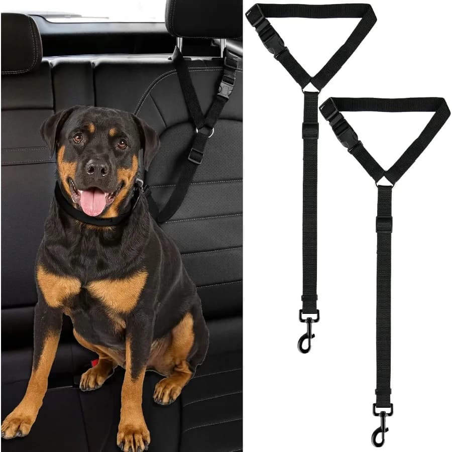 Cintura di sicurezza per cani e gatti Cintura per poggiatesta per auto Tessuto in nylon regolabile Restrizioni per cani Cinture di sicurezza per veicoli Imbracatura nera