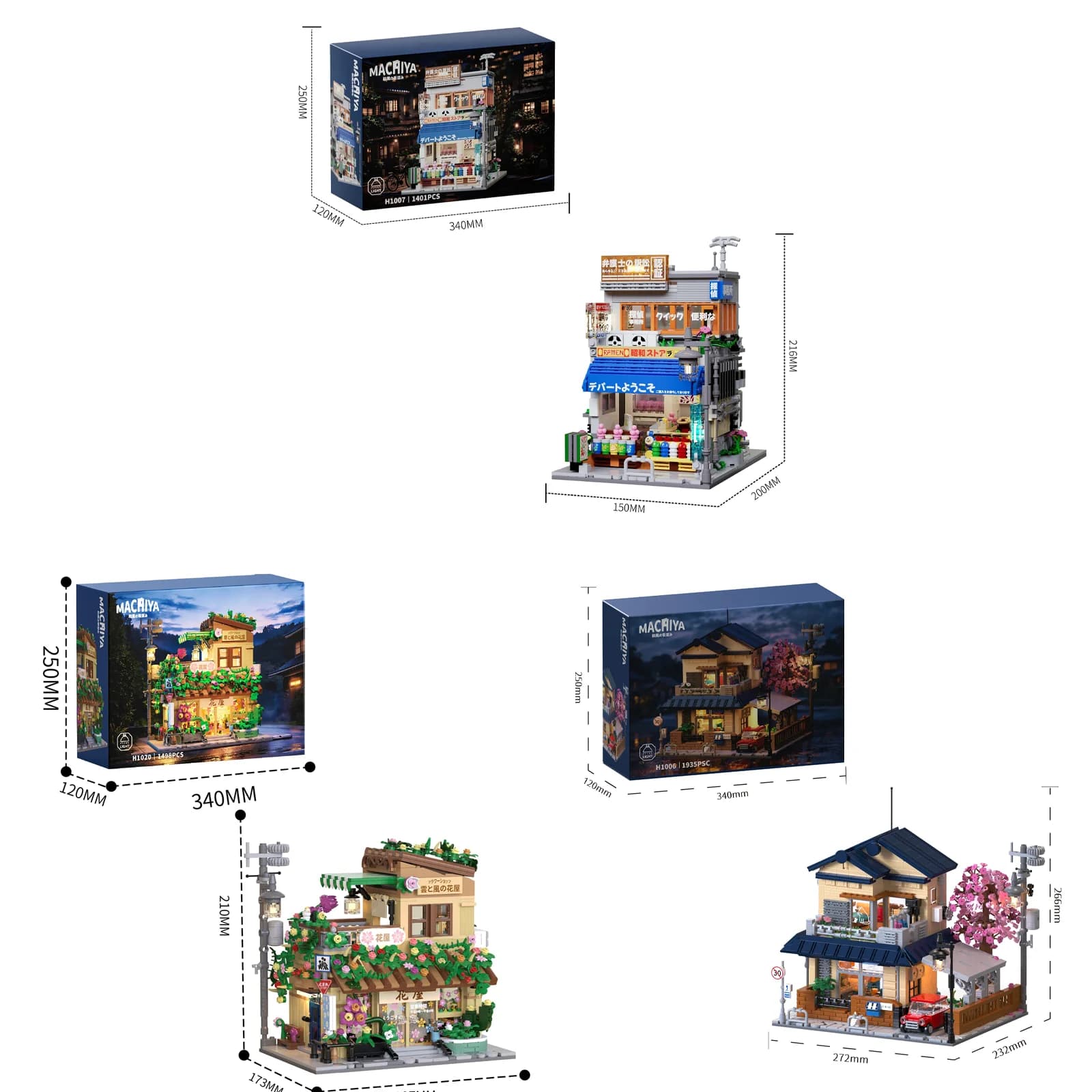 Serie Scenari Urbani, Set di Costruzioni MOC Scenari Stradali Giapponesi, Giocattolo Educativo STEM, Ornamento da Collezione, Regalo per Bambini