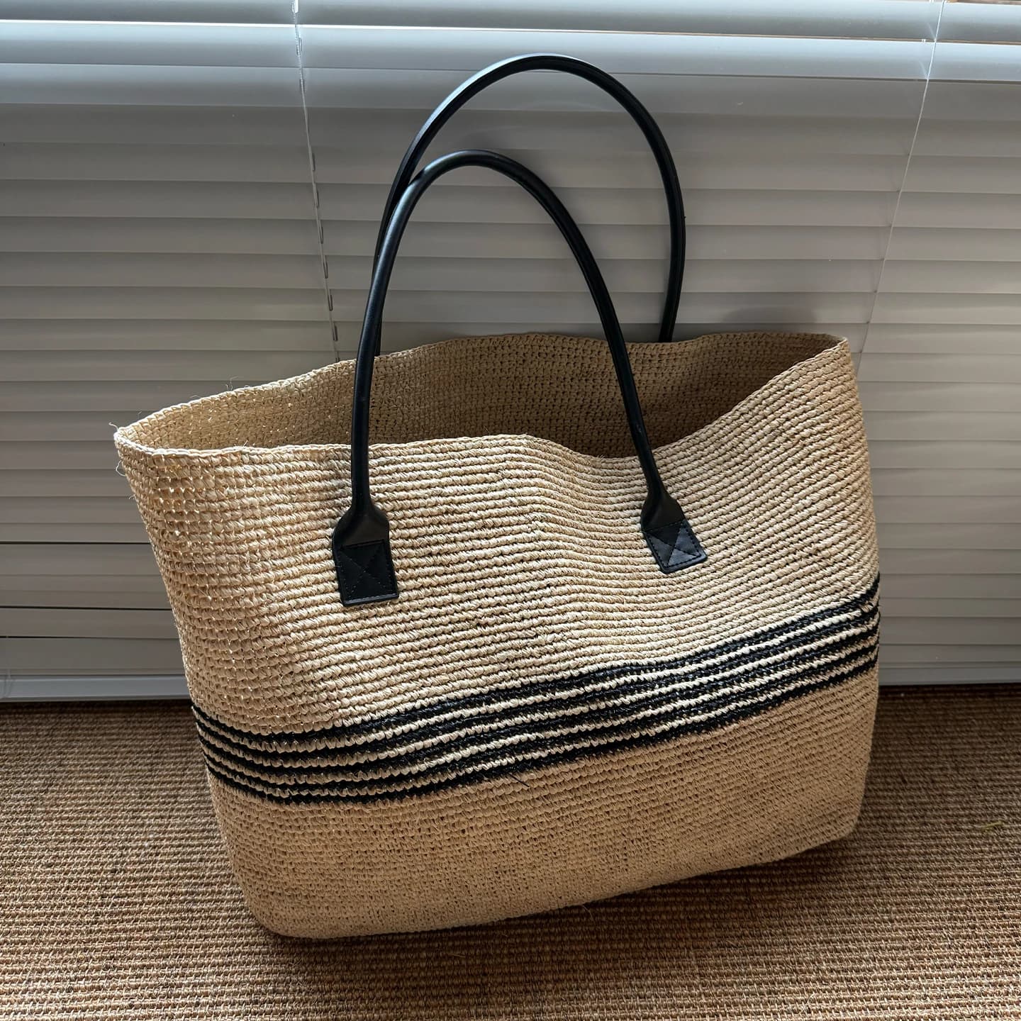 Stripes Lafite Straw Weave Tote Bags For Women Luxury Designer Handbags And Purses New Casual Letter Large Capacity Shoulder