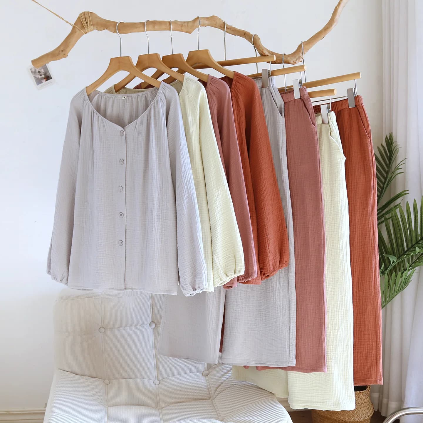 Pure Cotton Nightgown Long Sleeve V-Neck Home Clothes Spring Autumn New Style Single Piece Cotton Gauze Sleepwear for Women