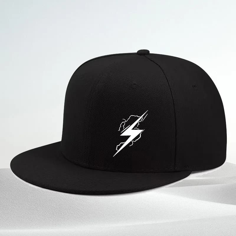 Lightning Print Flat Brim Baseball Cap Unisex Adjustable Trendy Hat for Spring Summer Outdoor Daily Wear
