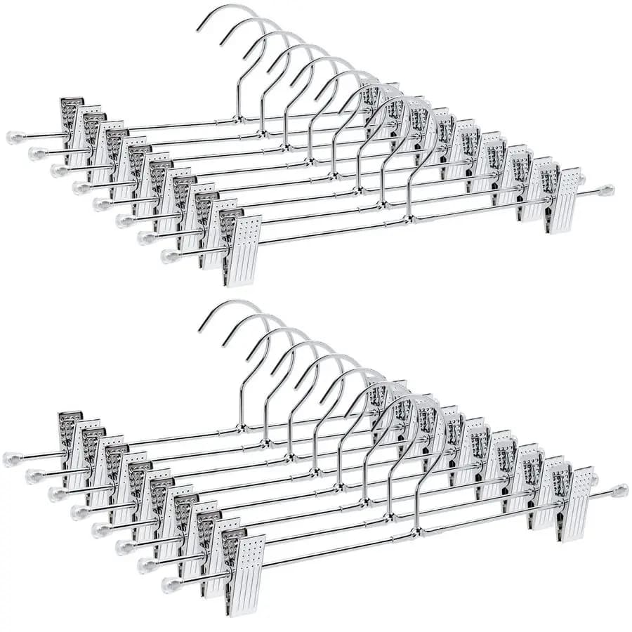Pack of 50 metal coat hangers with clip, durable metal coat hangers with 2 adjustable clips, lower coat hangers for shorts, jeans