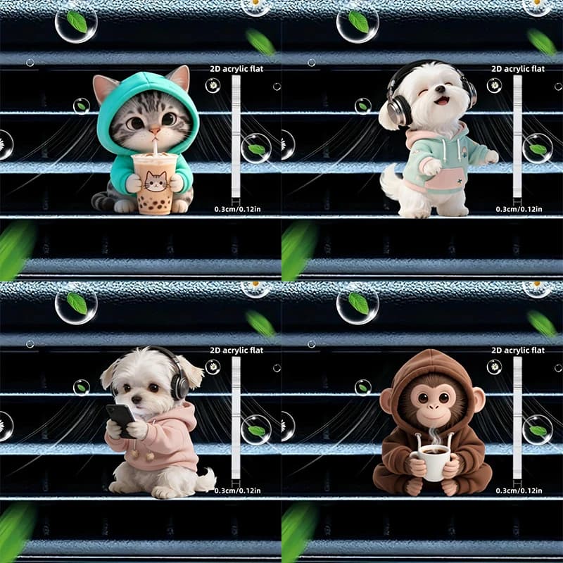 Car Air Vent Clips 2D Acrylic Cartoon Air Freshener Cute Deodorizer Decoration for Car Interior Air Outlet