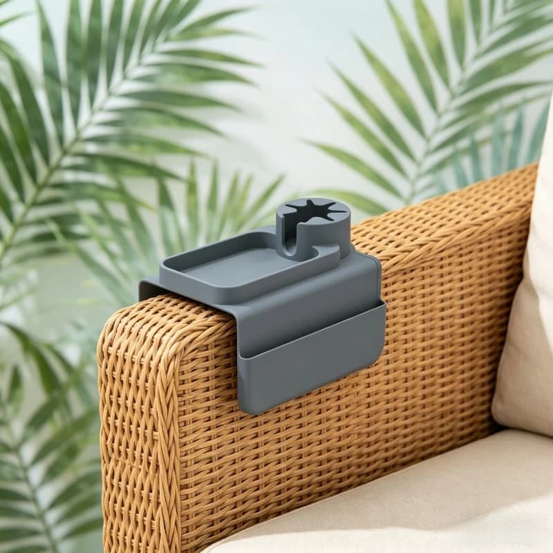 Silicone Coaster Sofa Cup Holder Tray Sofa Armrest Storage Box with Accessories Side Pocket for Remote Control and Beverage