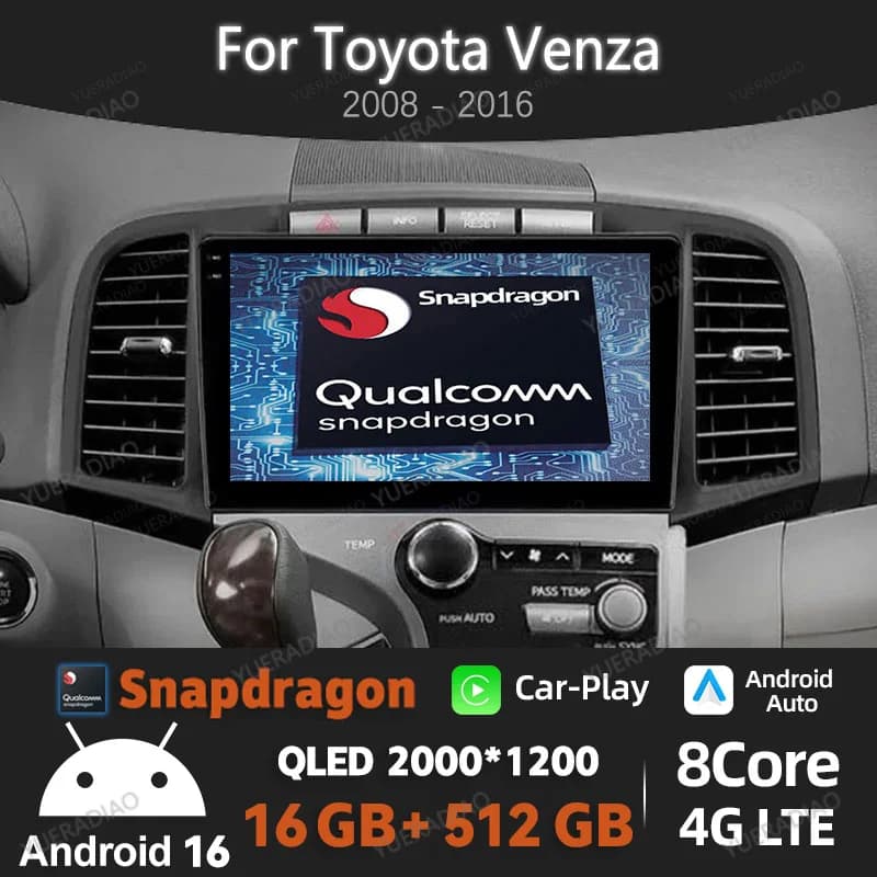 Android 15 Autoradio for Toyota Venza 2008 - 2016 FM Autoradio GPS NAVI Carplay Multimedia Touch Screen Central SWC 4G WIFI 2DIN