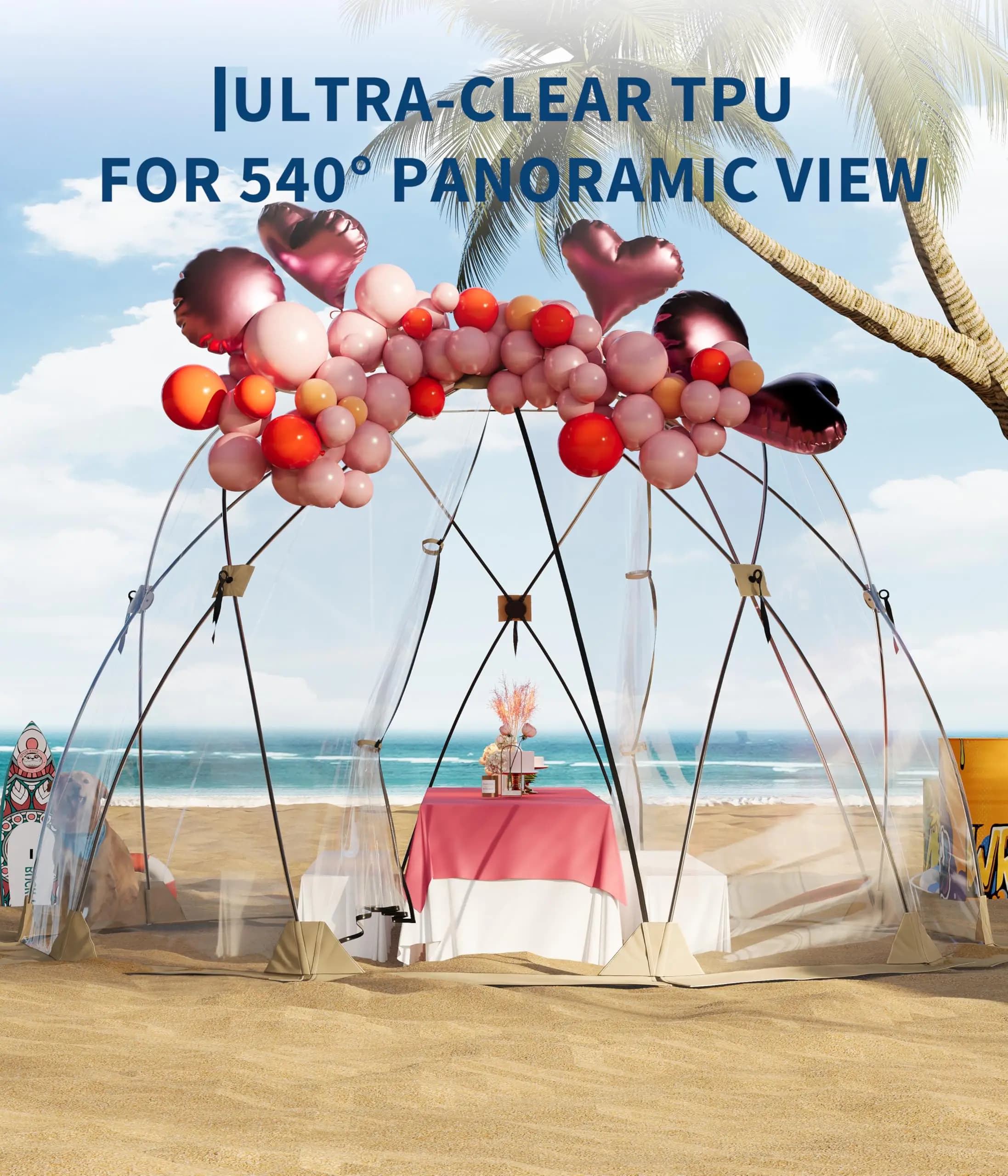 Tenda a bolle pop-up da esterno 10x10 piedi, tenda a igloo da giardino per 4-6 persone con design impermeabile e antivento per campeggio, giardino.