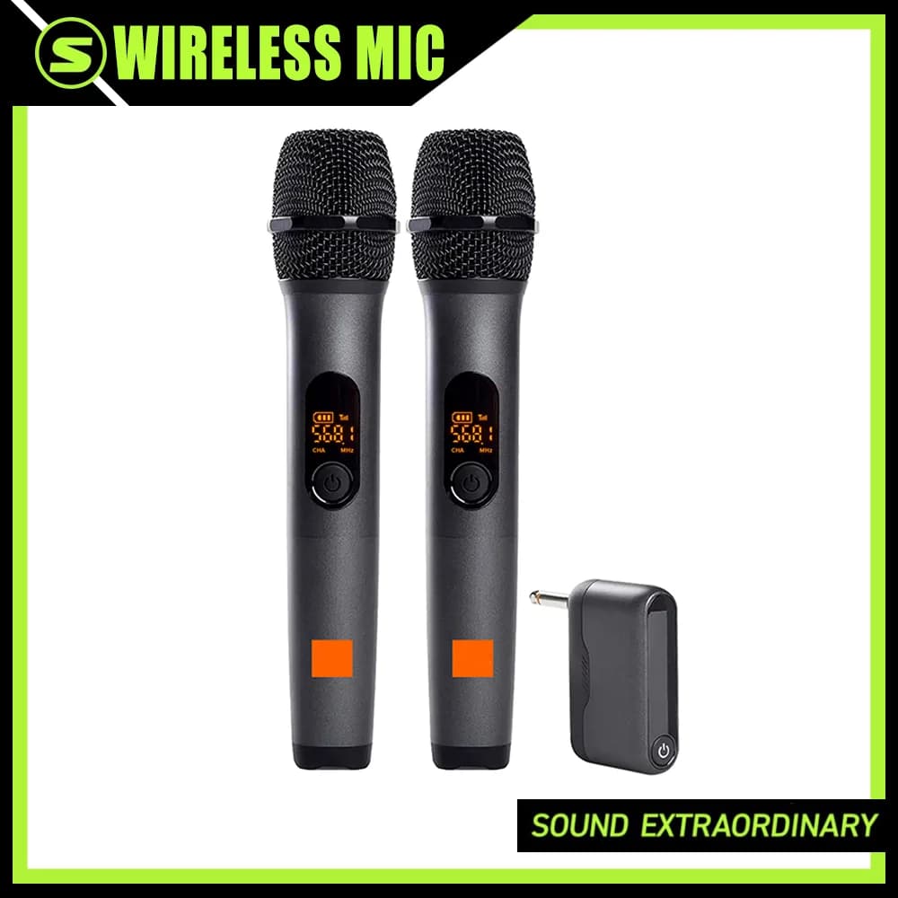 Microfono wireless UHF a 2 canali per karaoke con ricevitore ricaricabile e microfono palmare senza fili per chiesa, feste e altoparlanti