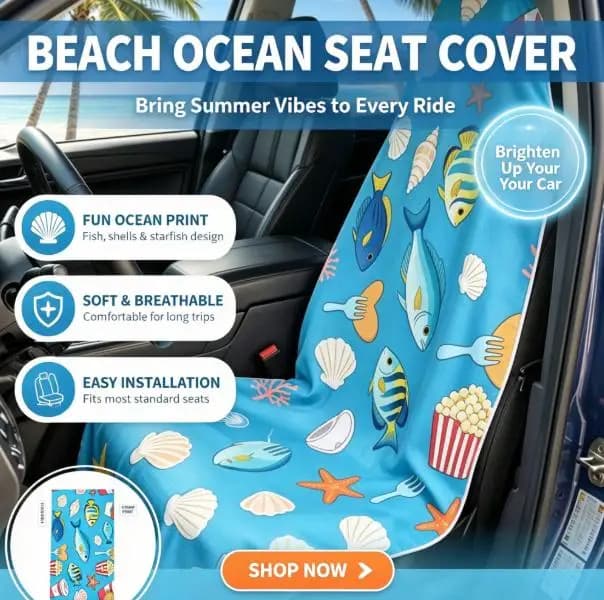 2‑in‑1 Beach Towel Car Seat Cover Quick Dry Sand Proof Water Absorbent Vehicle Seat Protector Cushion for Swimming Beach Camping