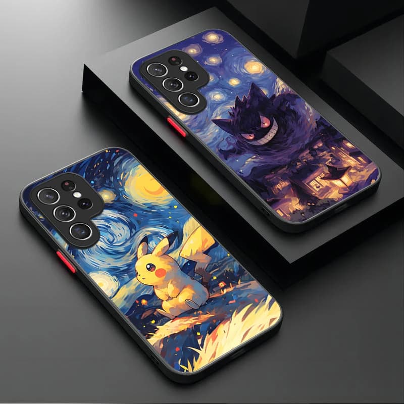 Pokemon Gengar Pikachu Case for Samsung Galaxy S25 Ultra S24 S23 Plus S22 S21 FE A04S A56 A36 A26 A06 A55 A35 A25 A15 5G