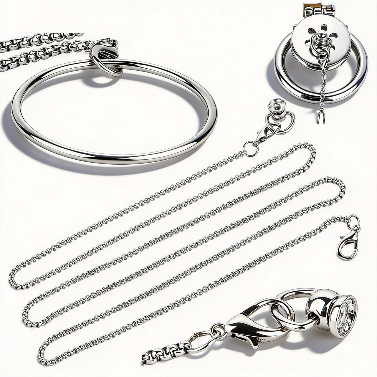 FRRK Stainless Steel Sexy Leash Chain Detachable Rope For Sissy Flat Chastity Cage Male Denial Control Advanced Player Sex Toys