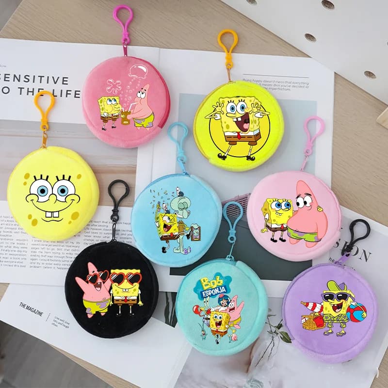 Portamonete SpongeBob SquarePants, graziosa pochette con stampa anime, mini portafogli per ragazzi e ragazze, portafoglio portatile, regali per feste di compleanno per bambini