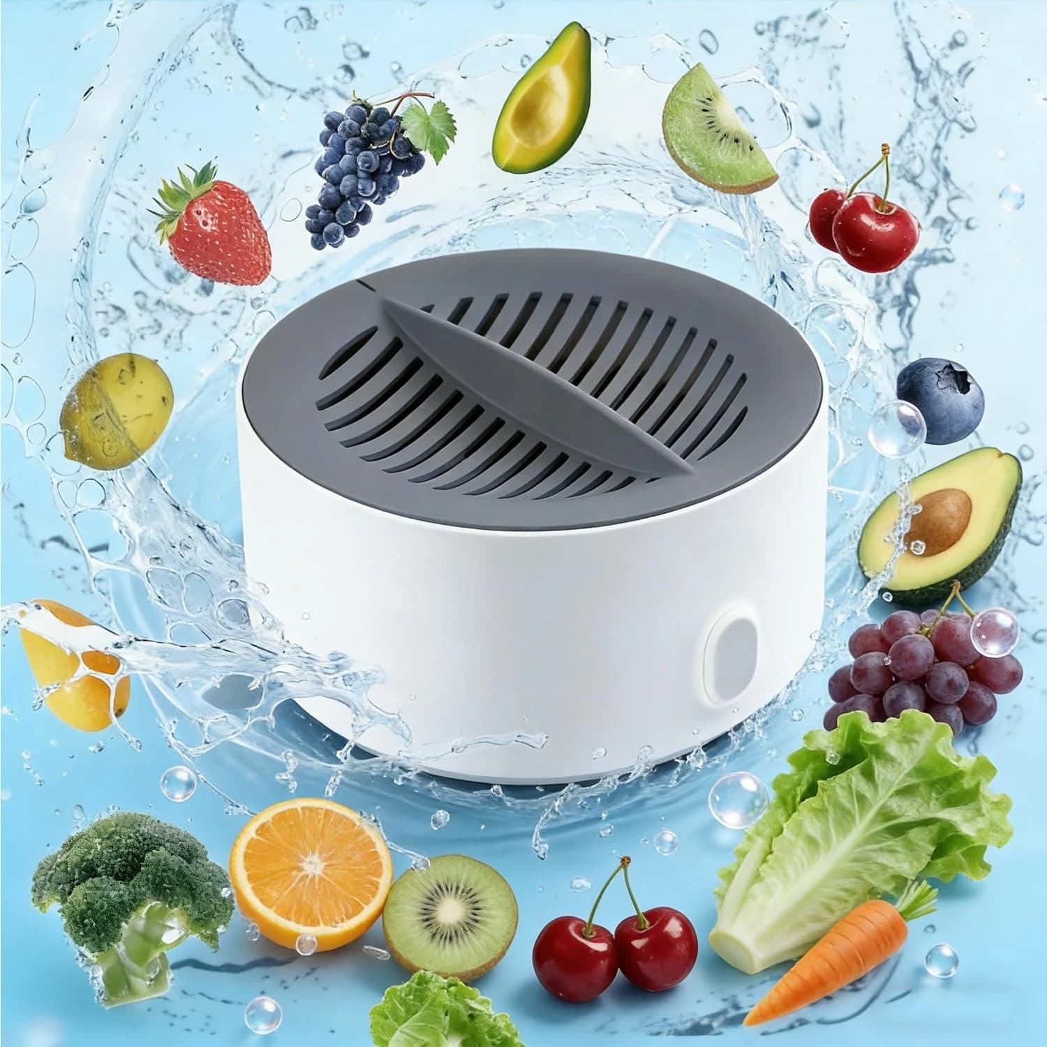 Pulitore per Verdure e Alimenti, Purificatore Elettrolitico Avanzato per Frutta Fresca, Verdura, Frutti di Mare, Pulizia in 3 Minuti, Essenziale in Cucina