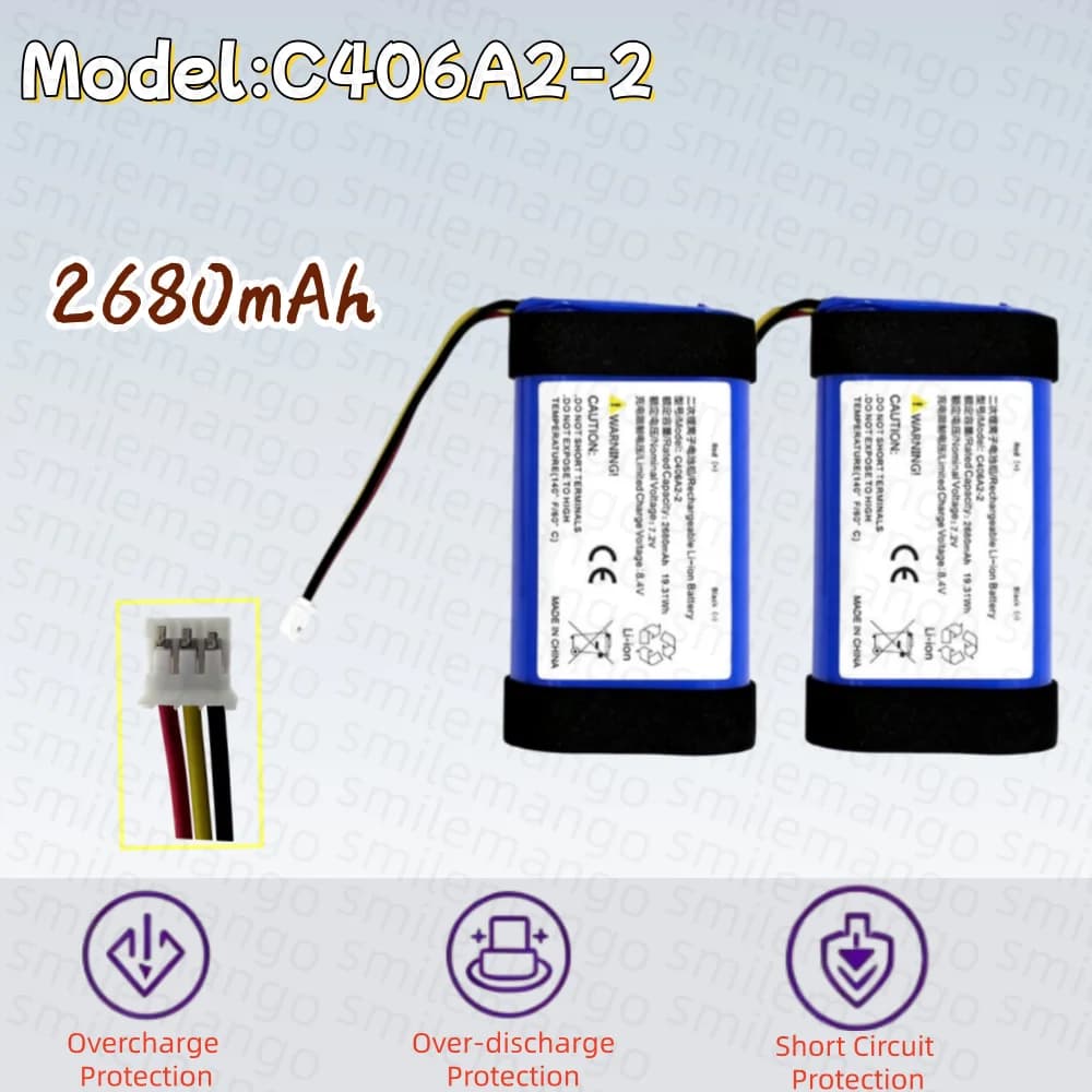 C406A2-2 Replacement Battery For Marshall Emberton 1/2 Bluetooth Speaker Battery 2680mAh