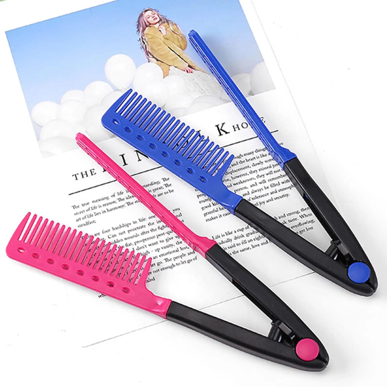 Pettine per stecca per capelli Spazzola per piastra per capelli a forma di V Pettine per acconciature dal design curvo a forma di V per viaggi d'affari in dormitorio di hotel