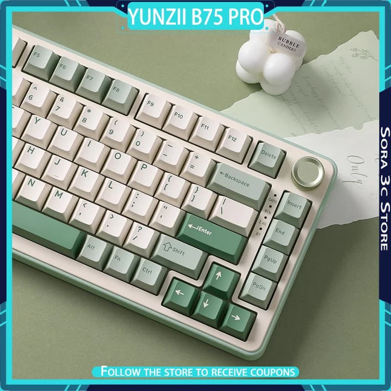 YUNZII B75 PRO Mechanical Keyboard Wireless Tri Mode Gasket Full Key Hot Swappable RGB Ergonomics Customized Gaming Keyboard