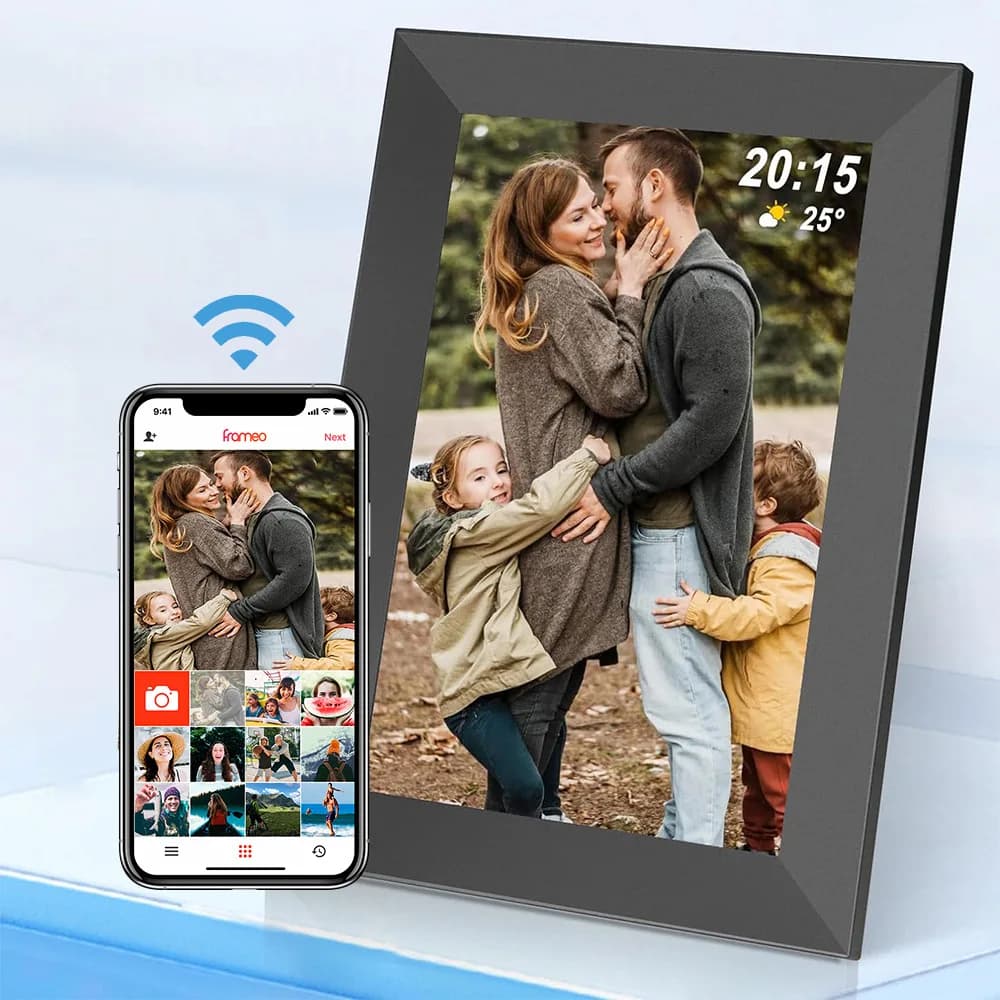 Cornice Digitale WiFi Frameo da 10.1 Pollici, 16GB, Schermo Touch IPS HD, Album Cloud, Rotazione Automatica, Cornice Elettronica per Foto, Regalo
