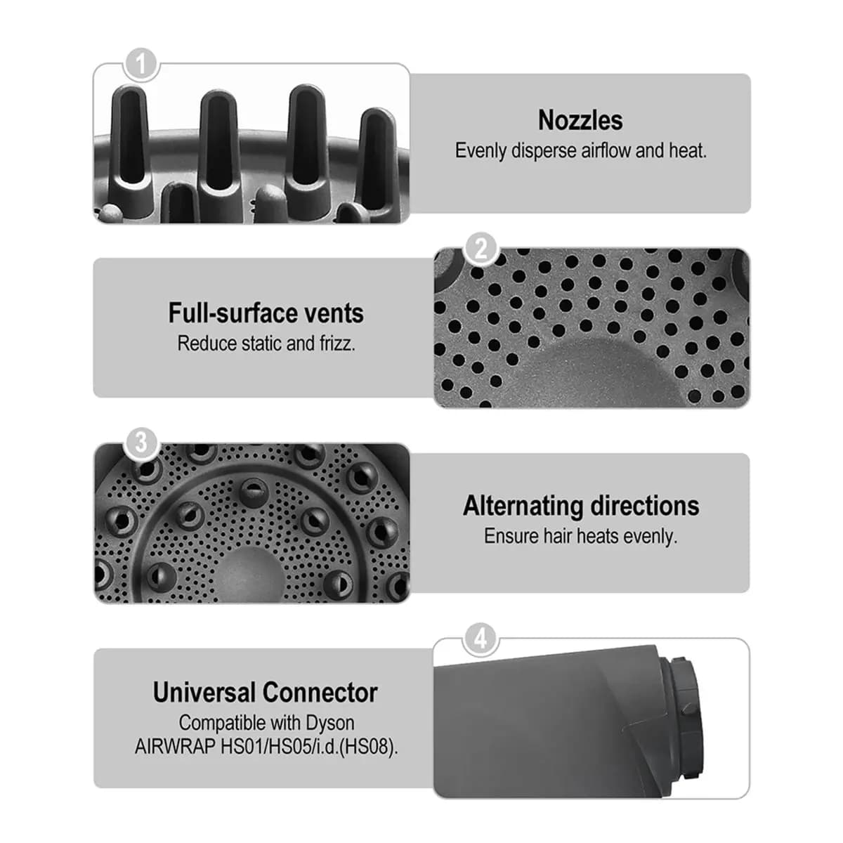 (A61K) Dyson Airwrap HS01 HS05 Hair Dryer, Rapid Drying Accessories, Reduces Crespo, Moisturizing