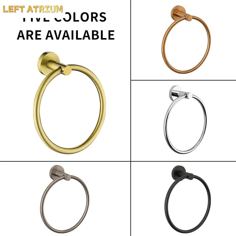 Brushed Gold Hand Towel Ring Wall Mounted Round Towel Holder for Contemporary Bathroom Toilet Kitchen Storage Matte Black Nickel