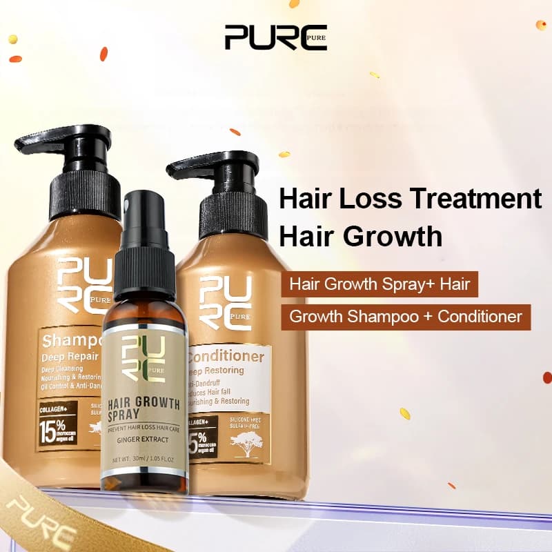 PURC Marocco Olio di Argan Shampoo Balsamo Zenzero Crescita Dei Capelli Spray Cheratina Levigante Riparazione Capelli Danneggiati Trattamento Cura Dei Capelli