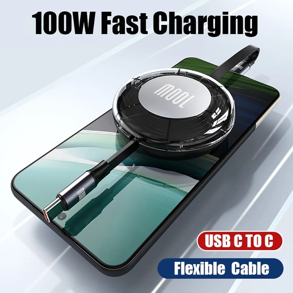 Cavo di ricarica rapido da USB tipo c a tipo c PD 100W per iPhone Xiaomi Huawei Tablet Laptop Cavo dati USB C retrattile