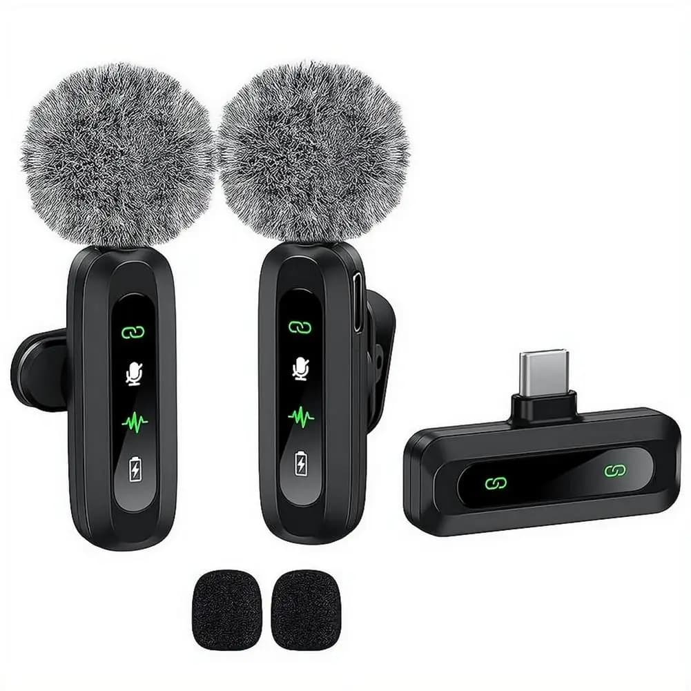 Professional Wireless Lavalier Microphone For Smartphones, Computers and Cameras, Plug and Play,Type-C Port 1-2