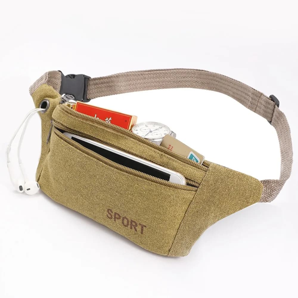 Men's Running Waist Waist Bag Man Canvas Travel Camping Hiking Belly Pocket for Phone Coins
