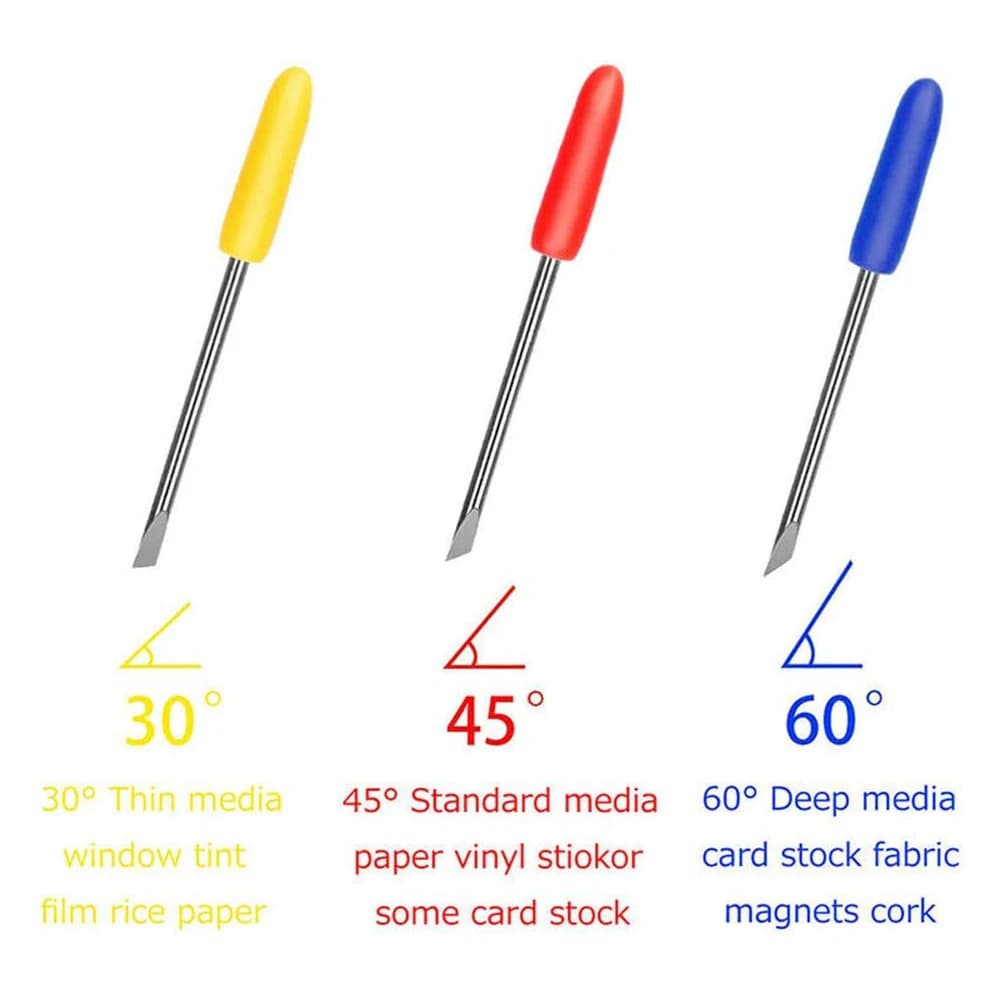 BHBL 30 Pcs 30/45/60 Degree Blade Vinyl Cutter Plotter Cutting Blades for CB09 CB09U Graphtec with Blade Holder Base