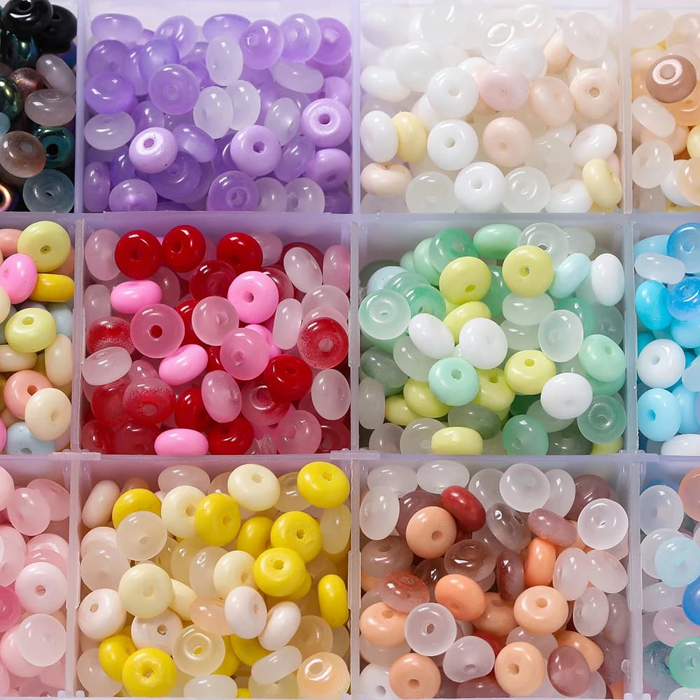 100 pz/lotto Perle di Giada Imitazione di Vetro Piatto Rotondo Perline Del Distanziatore Perline Miste per Collane FAI DA TE Bracciali Creazione di Gioielli Accessori