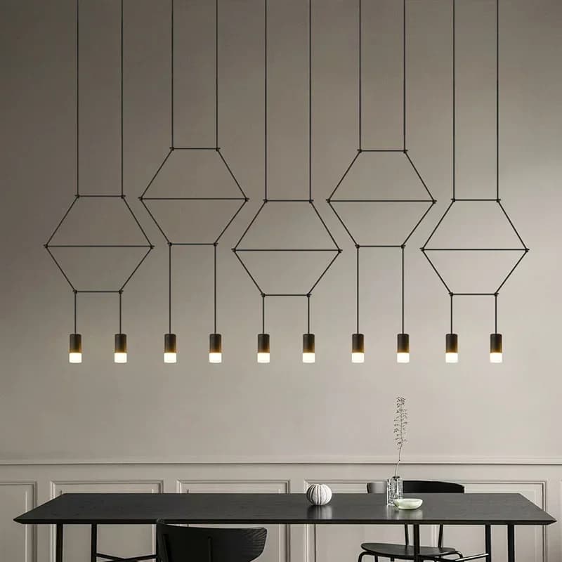 Lampada a sospensione multipunto fai da te moderna minimalista in ferro con lampadina a led 5w G9 Soggiorno Bar Illuminazione a sospensione decorativa