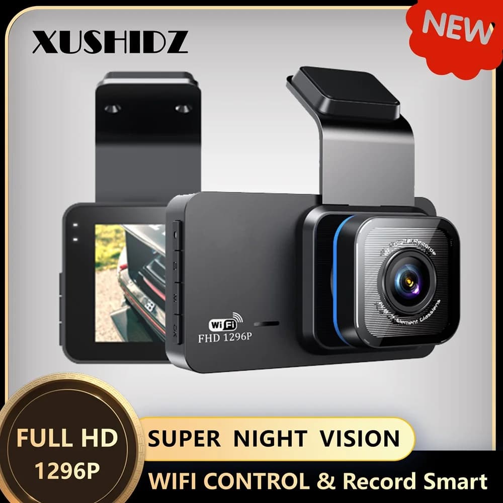 XUSHIDZ X02 1296P WIFI Dash Cam 24H Parking Monitor motion detection night vision DVR double channel camera for car recorder for vehicles