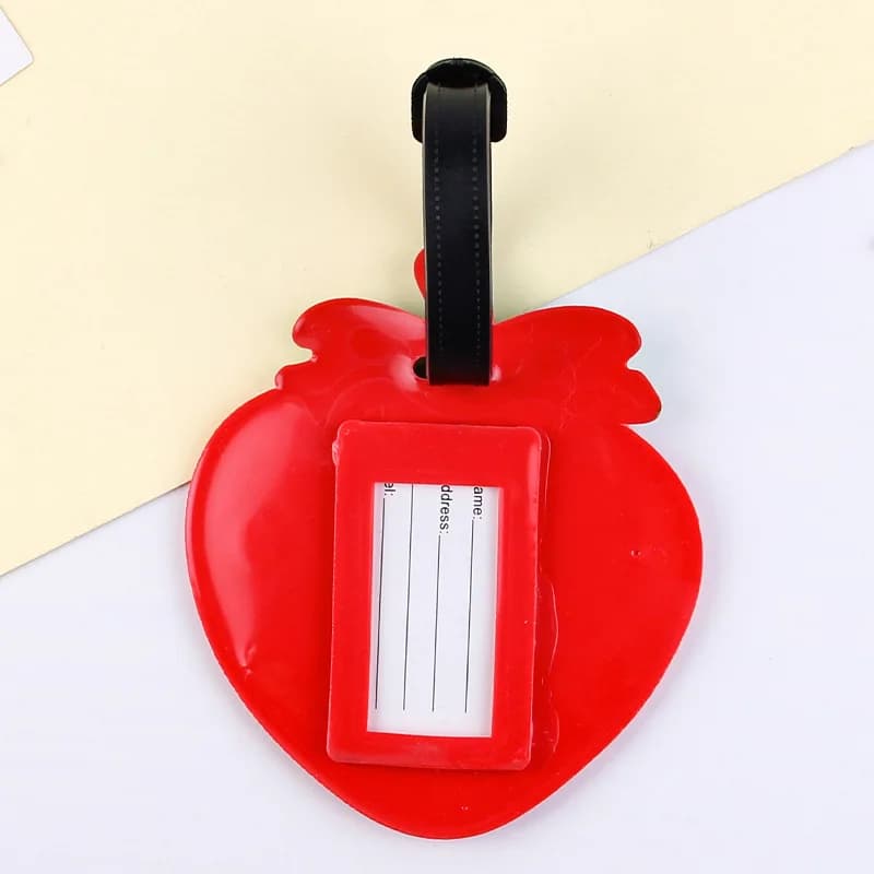 Etichette per Bagagli a Forma di Fragola, Targhette Identificative per Valigie, Porta Indirizzo in Silicone, Accessori da Viaggio