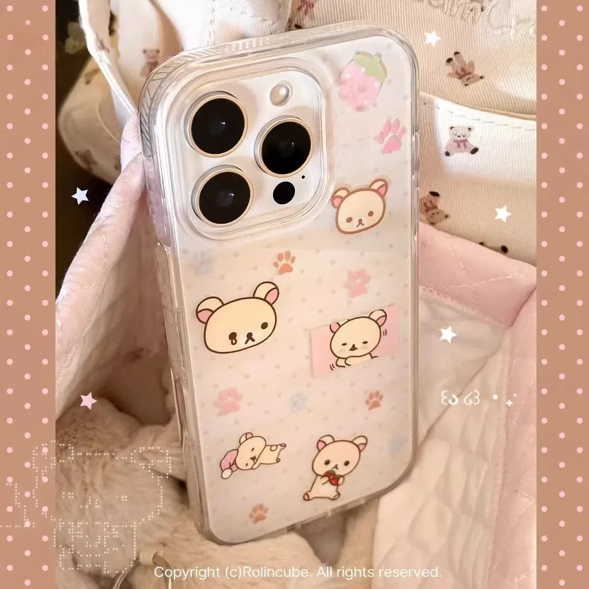 Custodia per telefono rosa simpatico orso dolce per iPhone 17 Air 16 15 14 13 12 11 Pro Max Plus Y2K antigraffio Ins Girl Serie copertura curativa