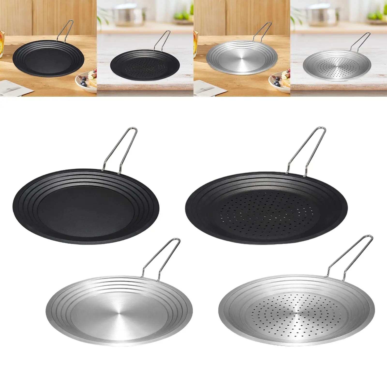 Padella Rotonda Multifunzione con Manico Comodo per Grigliare, Ideale per Casa, Campeggio, Ristorante, Carne