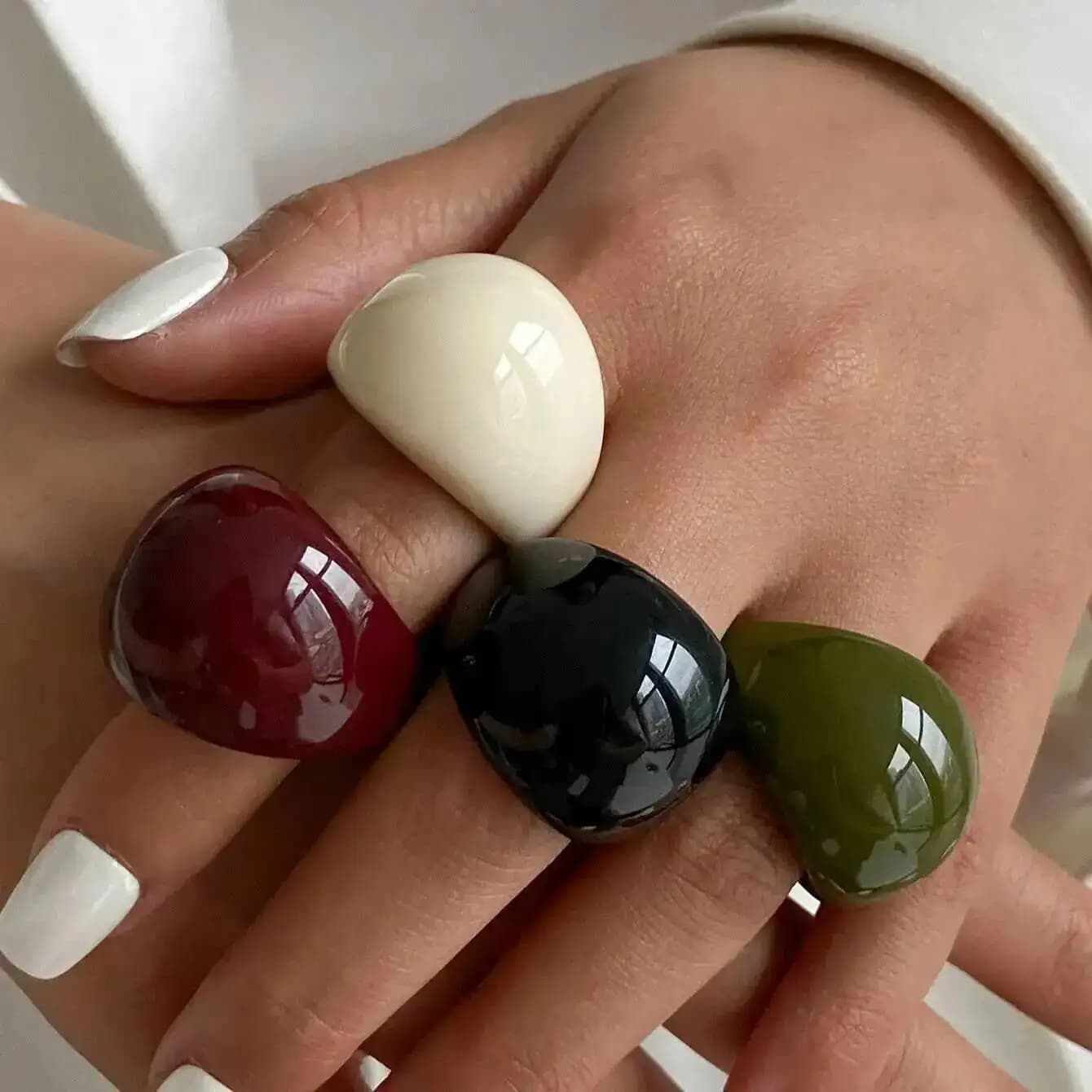 IngeSight.Z Anelli acrilici semplici coreani Anello rotondo vintage da donna Nuova resina punk Grande anello largo da dito Kpop Gioielli da festa di moda