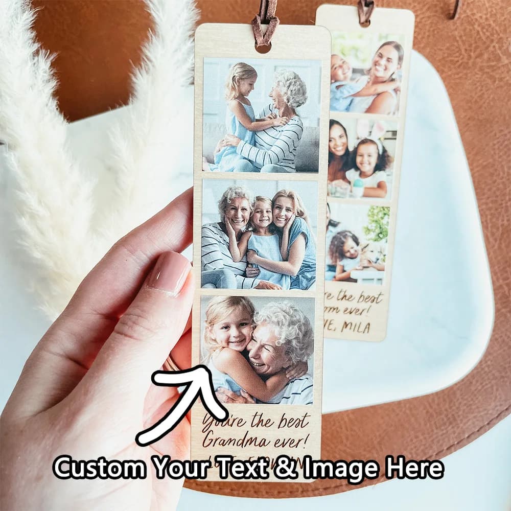 1 piece custom wooden bookmark: custom photo and text, design with pre-empted moments, DIY, laser etched, ideal for everyday use for reading