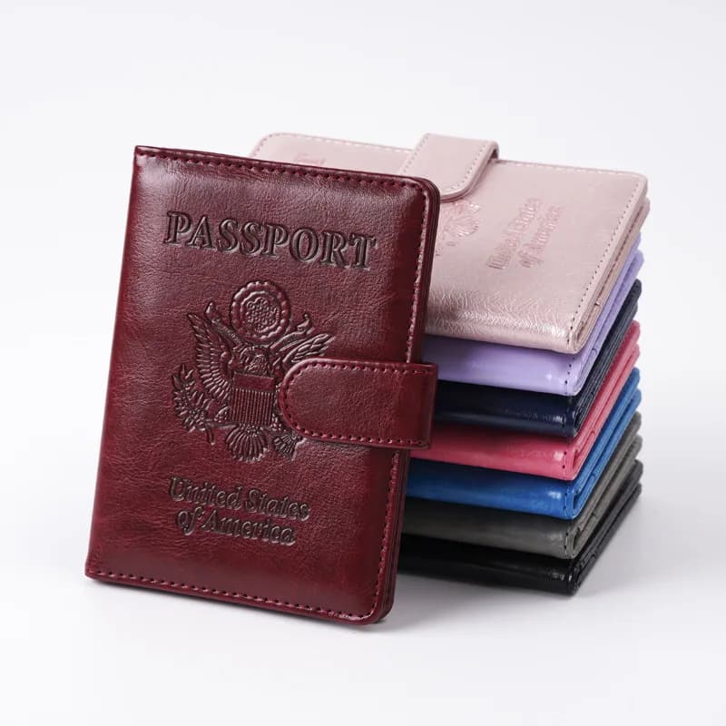 Nuova custodia per passaporto RFID con cerniera magnetica in pelle Porta passaporto anti magnetico Portafoglio da viaggio Porta documenti per uomo e donna Porta biglietti d'aria