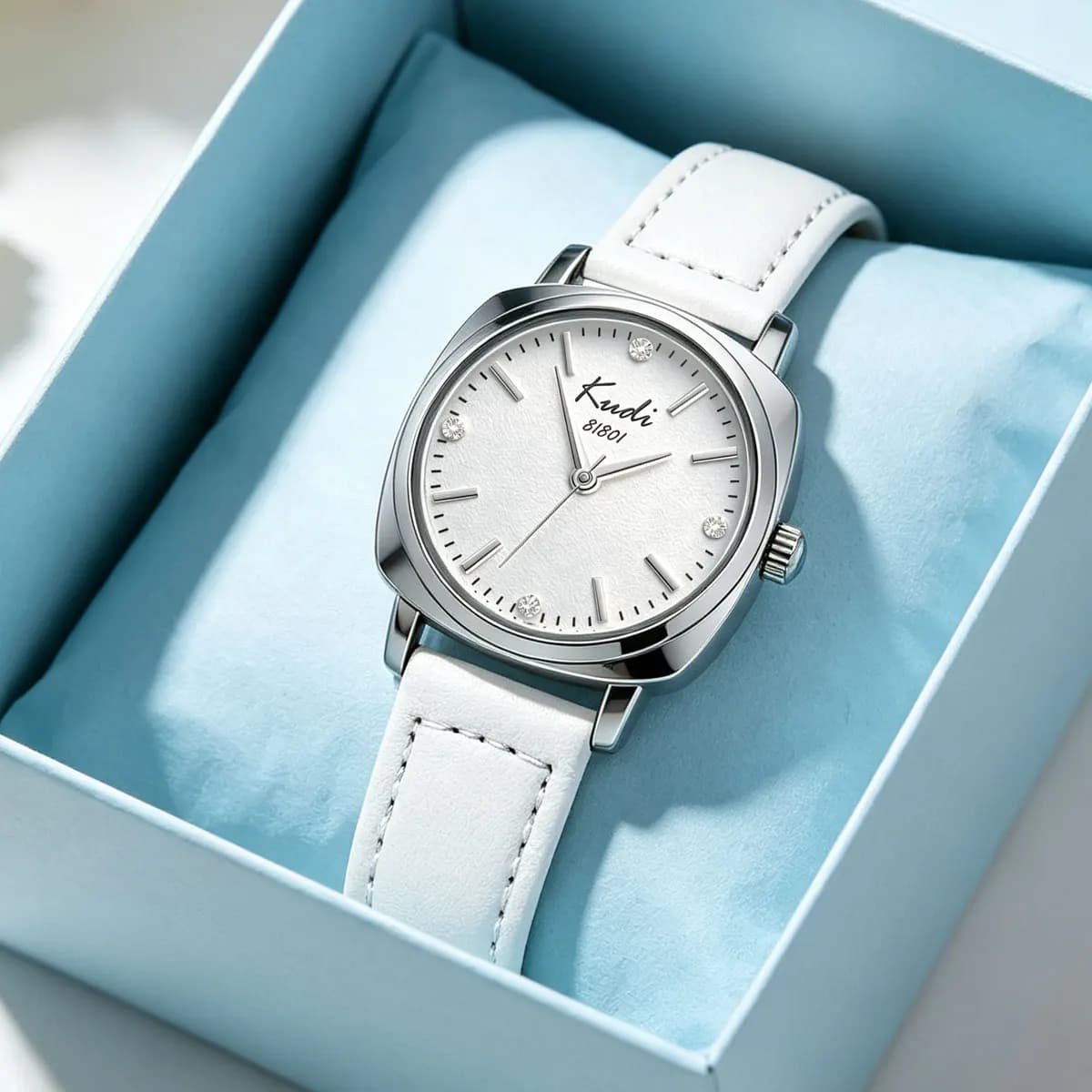 Orologio al Quarzo Compatto alla Moda per Donne, Quadrante Semplice con Diamanti, Stile Coreano Trendy con Cinturino in Pelle