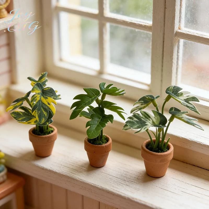 Hot Sale 1Pcs Home Decoration Mini Taro Turtle Back Green Potted Plants For Dollhouse Scandinavian Style Model Photography Props