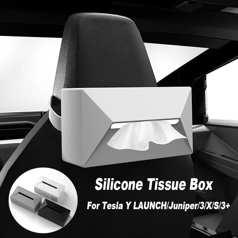 Per Tesla Y LAUNCH/Juniper/3/X/S/3+ Scatola del tessuto in silicone Controllo centrale Schienale Scatola del tessuto Interni auto Guarnizioni Accessori