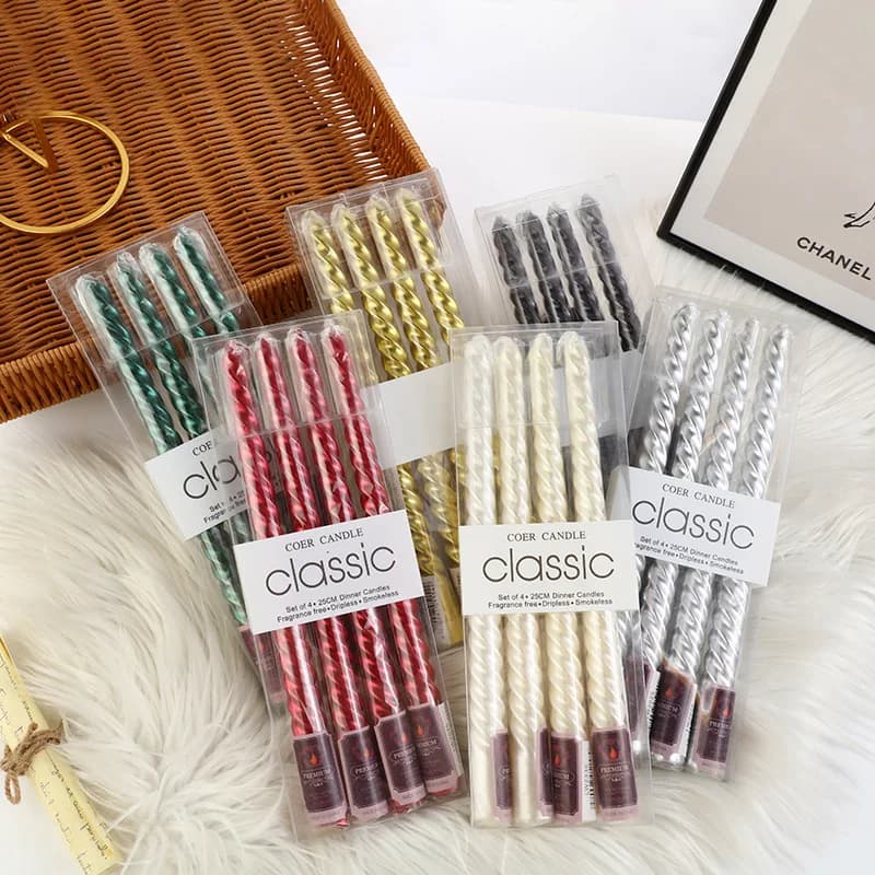 4 pcs long polo colored candlestick candles for home romantic dinner wedding birthday candle