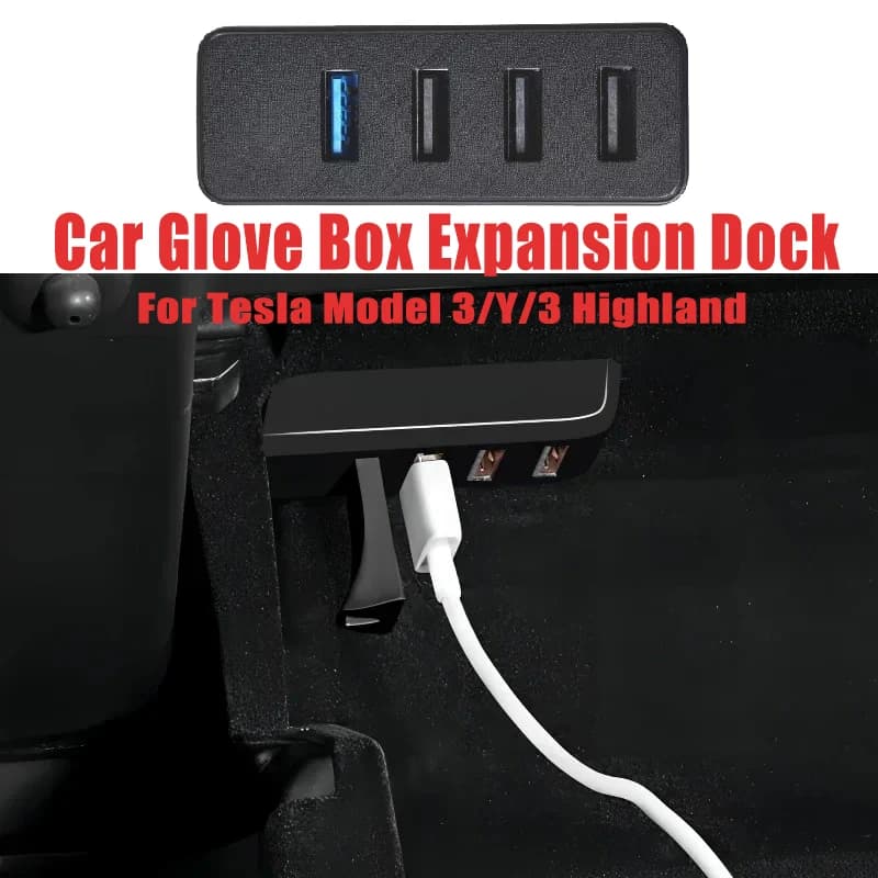 Hub for Tesla Model 3 Y, Hanging Station for Vano Bearings, USB Expansion, Connection Games, Ambient Lights, Accessories for Model3 Highland Modely