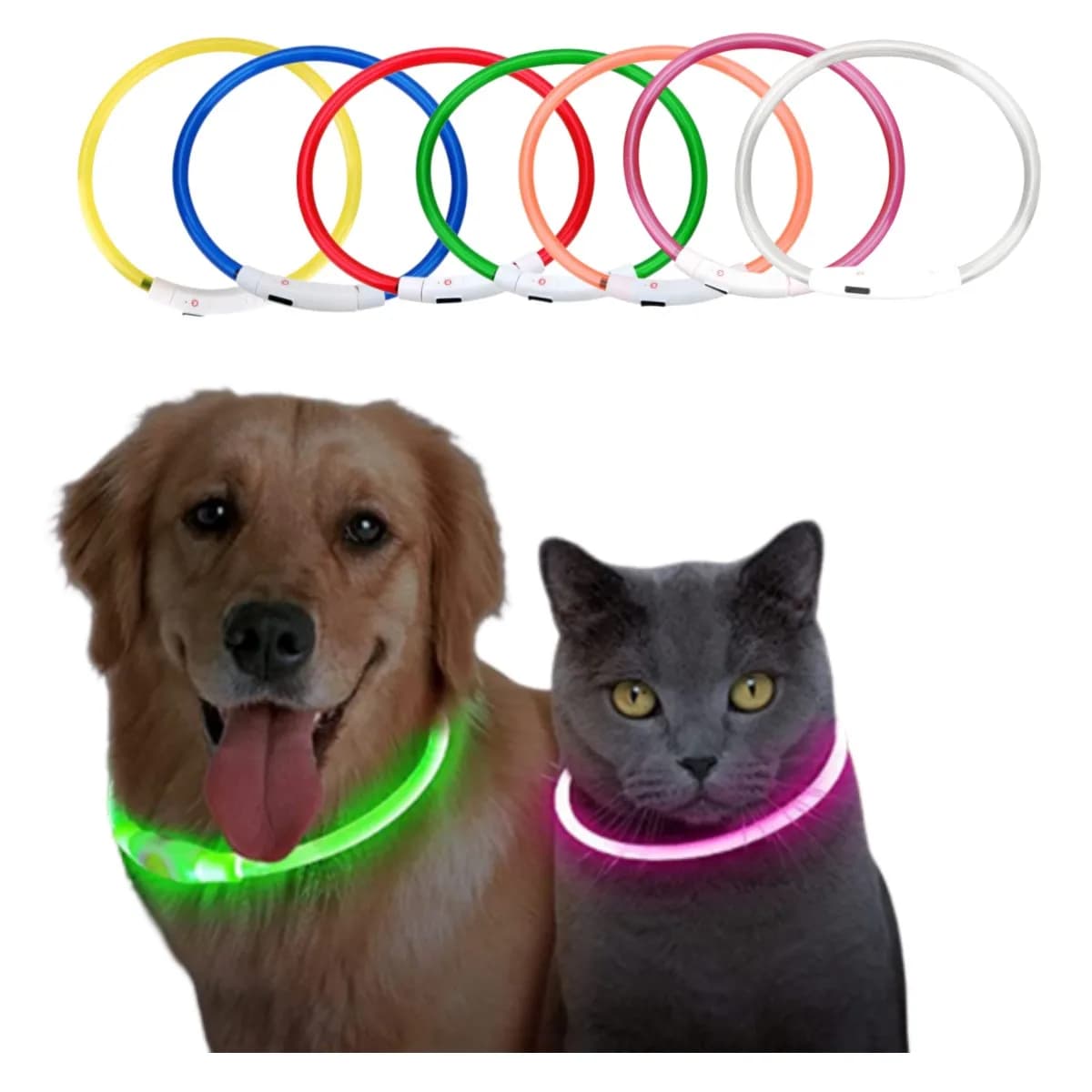 Collare per cani con luce a led, staccabile, incandescente, con ricarica USB, guinzaglio luminoso per collare per gatti grandi, piccoli prodotti luminosi per cani da compagnia Labrador