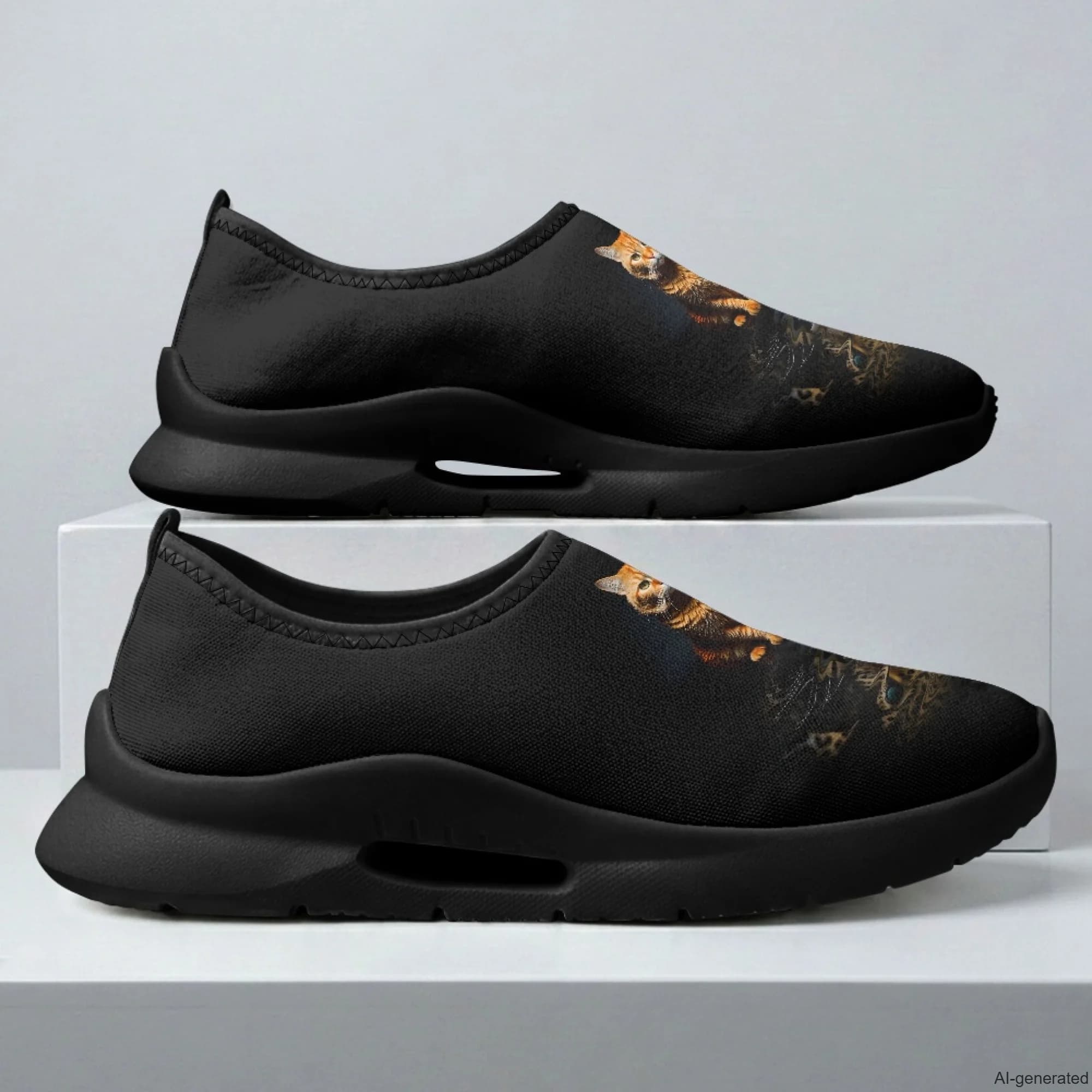XIXIRIMIDO Mens Casual Shoes Slip On Walking Sneakers Women Gym Workout Shoes Cat Pattern Breathable Mesh Running Sneakers 35-48