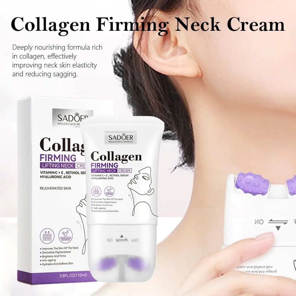 SADOER Collagen Firming Neck Cream Lifting Moisturizing Brightening Message Roller Neck Beauty Cream Necks Skin Care Products