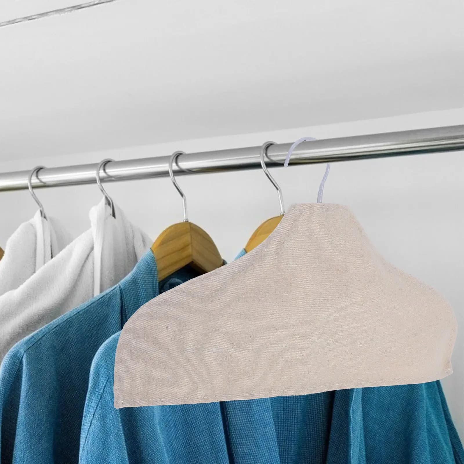 3 pieces of cotton and linen anti-dust coat rack cover anti-slip fabric protection for storage supports for wardrobe