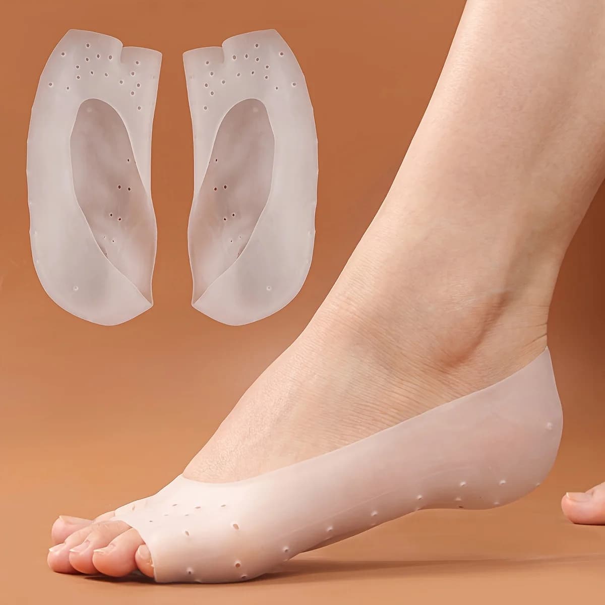 1pair For Dry Cracked Feet, Gel Moisturizing Socks- Anti-Crack Foot Care with Soft Stretch Fabric,Open Toe Heel Protectors