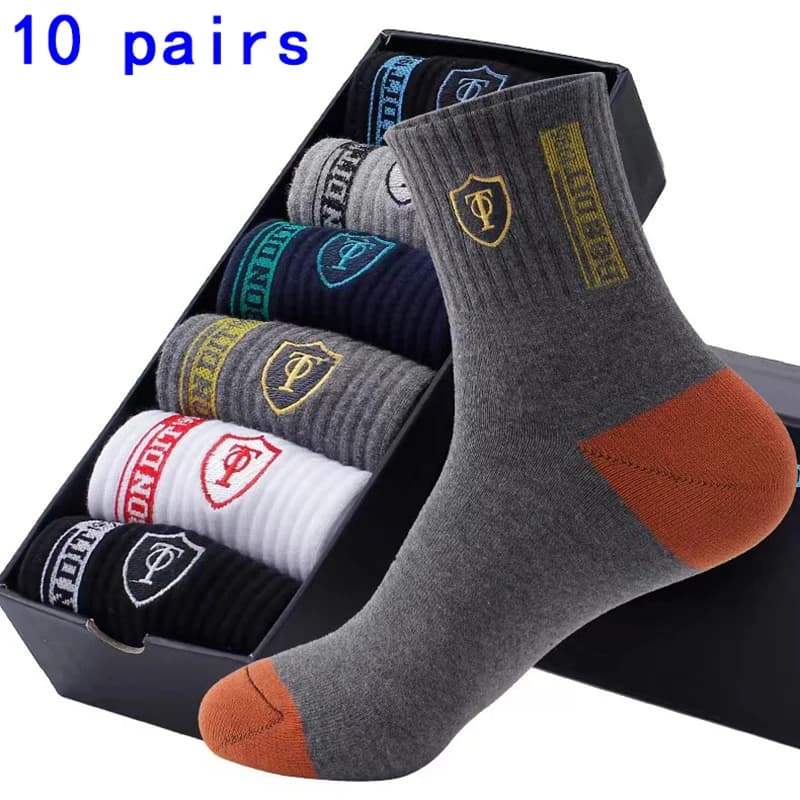 5 pairs of sports socks for autumn and winter leisure, light and breathable basketball socks that absorb sweat