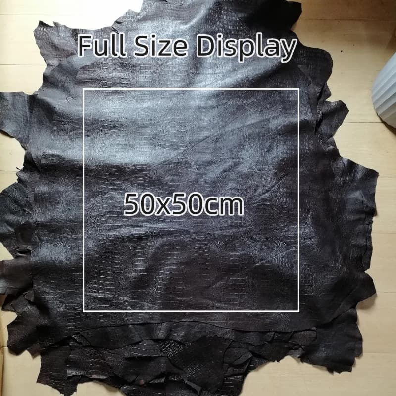 0.6mm Coffee-Colored Crocodile Pattern Sheepskin. Top-Grain Genuine Leather. For Handmade DIY, Used As lining. Whole Sheepskin.