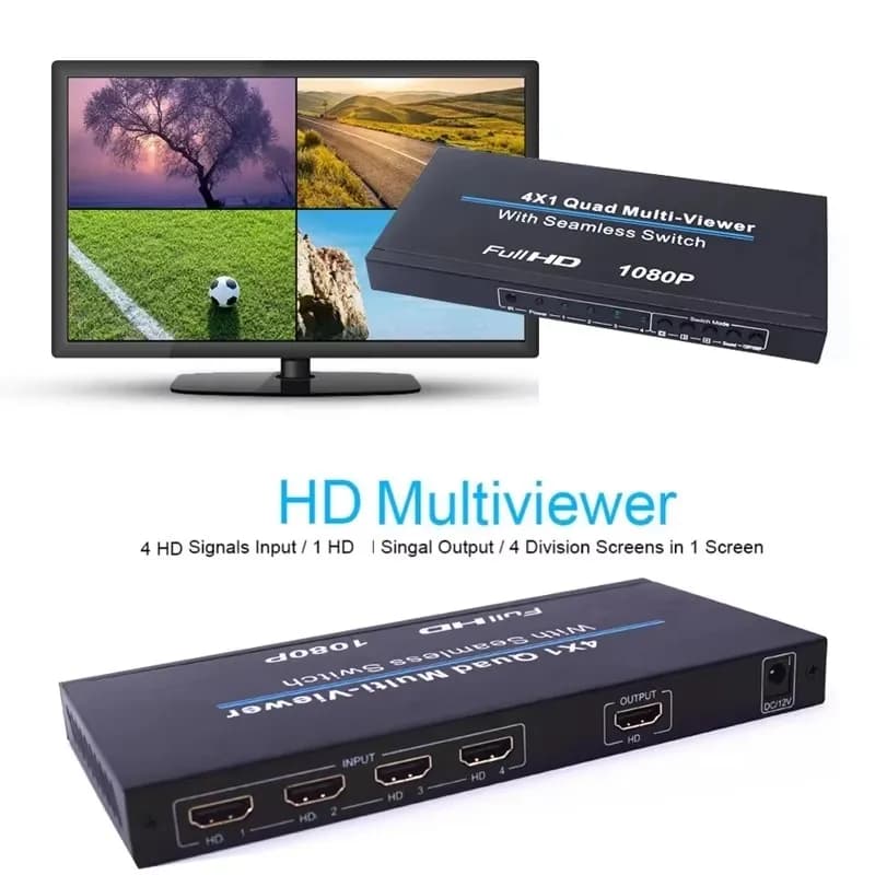 1080P HD Full 4x1 Multiviewer Quad Multi-viewer Convertitore video HDTV compatibile HDMI 4 schermi TV Splitter Interruttore continuo