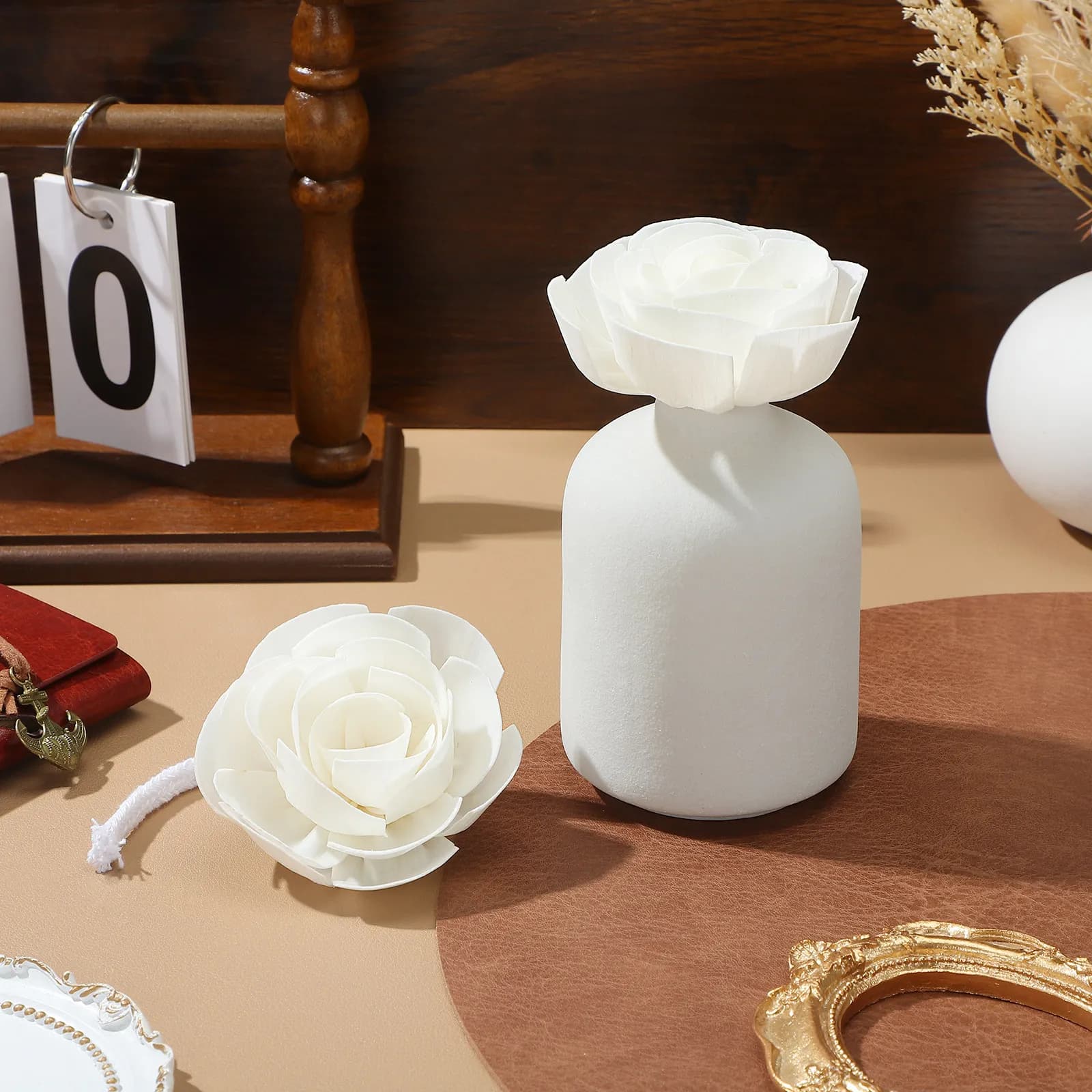 4 Pezzi Diffusori a Bastoncino Senza Fiamma in Corda di Cotone, Diffusori a Bastoncino Floreali Artificiali per Aromaterapia, Fragranza per la Casa, Olio Essenziale